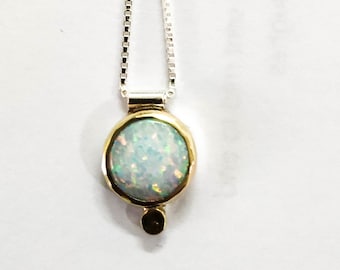 White Opal Necklace, Opal Pendant, Gift for her,  Opal Necklace, October Birthstone, Australian Opal, Gold and silver opal Necklace