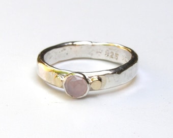 Rose quartz ring, Stackable gemstone Pink ring ,Rose quartz silver ring, Promise Rings , Birthstone ring