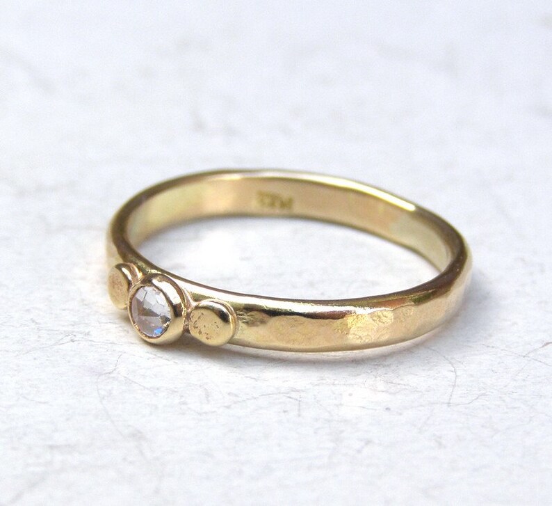 Handmade engagement ring ,14K solid gold ring with White Topaz stone, solitare ring image 2