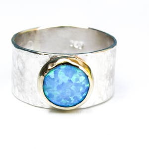 Blue Opal Ring, Statement ring,  Silver Ring , 14k Gold Ring , Cocktail ring, Opal Ring, Anniversary ring, Solitaire ring, Gift for her