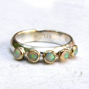 White Opal ring Stackable rings,Multi stone gemstone Handmade rings, Made to order image 7