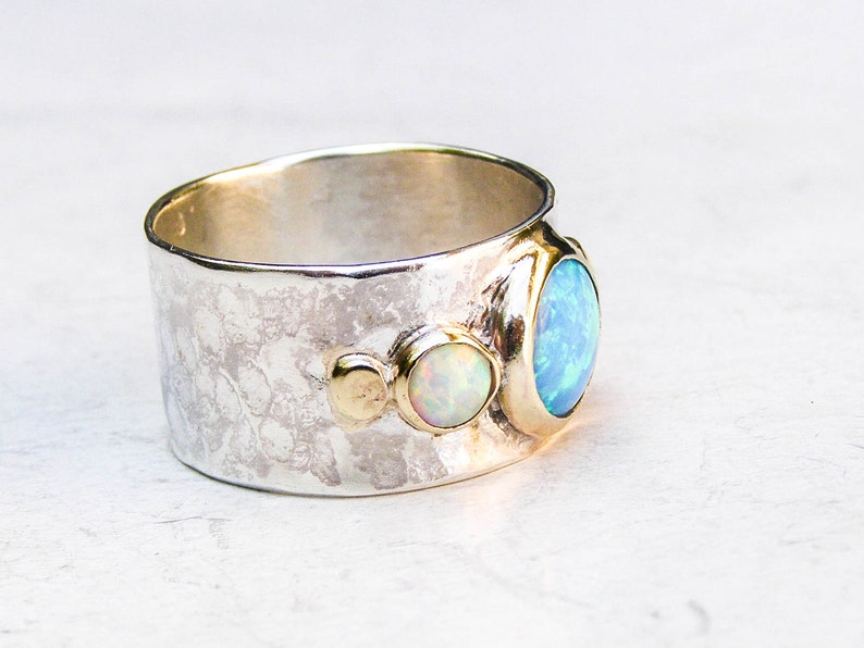 White Opal ring 14K Solid Gold Dainty Gold Ring October Birthstone Statement Gemstone Gold Ring Solitaire Opal Ring Handmade image 3