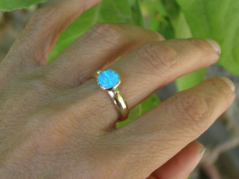 October Birthstone Stackable ring Birthstone ring Statement Opal ring Anniversary Ring Fine 9K jewelry Solitaire Opal ring