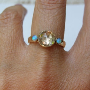 14k Unique Engagement Ring, Solid gold handmade Solitaire Rings image 5