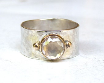 Unique Engagement Ring Promise ring Gold and silver Sterling band