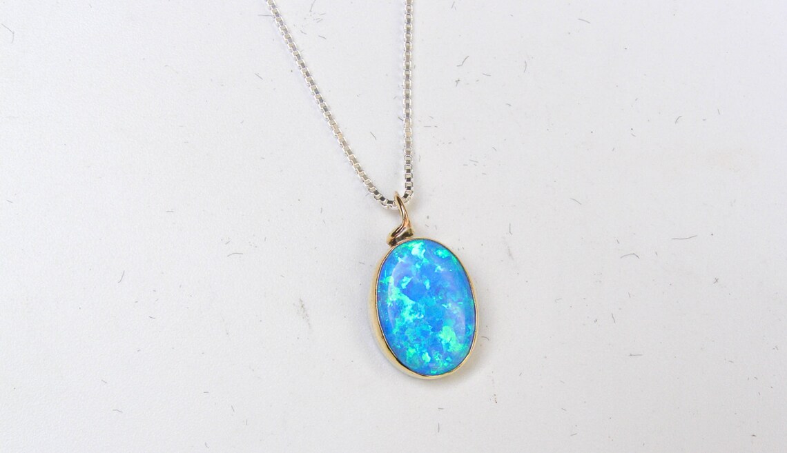 Opal Necklace SALE Opal Pendant Gift for her Blue Opal | Etsy