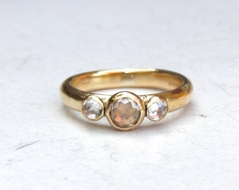 Promise Gold ring,  Handmade Engagement Ring, white Topaz ring women jewelry, gift for her