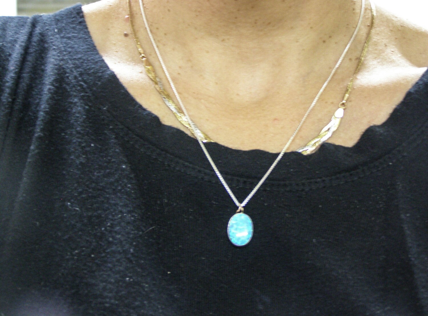 Opal Necklace SALE Opal Pendant Gift for her Blue Opal | Etsy