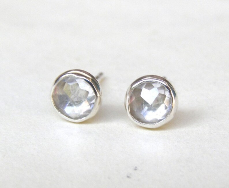 SilverSterling Stud Earrings 3 mm, Silver Studs, Topaz earrings, Minimalist stud earrings image 4