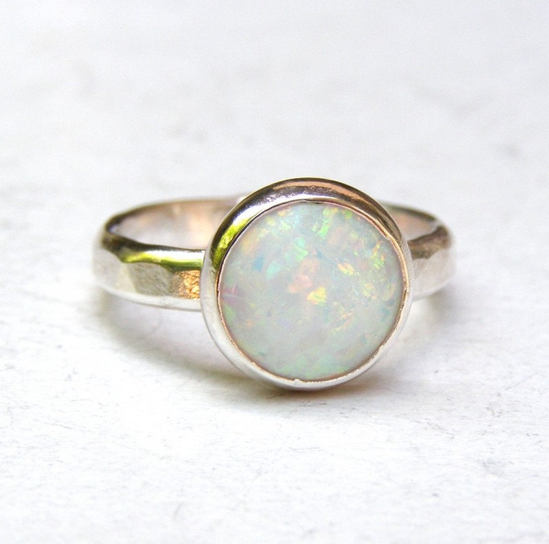 White Opal Ring statement Ring 925 Silver Ring Solitaire Etsy