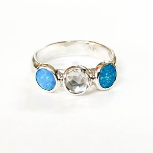 Birthstone Opal Ring /Multi stone Opal ring /Simple Rings /Everyday Rings /Blue opal Gemstone ring/ Handmade jewelry forher