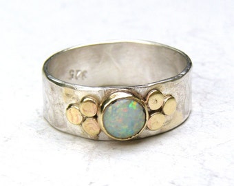 Weißer Opal Ring | Silber Ring | 14K Solid Gold Ring | Oktober Geburtsstein | Edelstein Gold Ring | Solitär Opal Ring/ personalisierte Geschenke