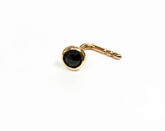 14k Nose Studs - Nose stud -  solid gold nose ring Onyx nose ring