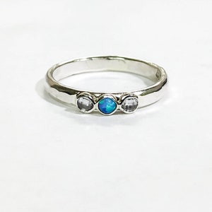 Opal ring, Stacking ring ,Anniversary Rings,  Silver sterling Bands ,Wedding Ring, Wedding Bands, Promise Rings, Lab Diamonds, Briadle Rings