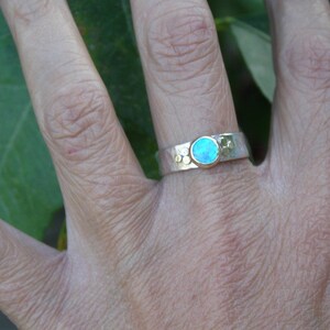 Blue Opal Ring Solitaire rings Natural Ethiopian Opal Solid 925 Sterling Silver Band For Women Handmade Opal Ring For Anniversary Gifts image 6