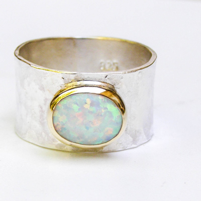 White Opal Ring - Etsy