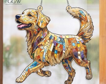 Golden Retriever Suncatcher Hanging Sign, Dog Lover Gift, Pet Loss Gifts, Golden Retriever Dog Window Hanging Decor, Golden Retriever gifts