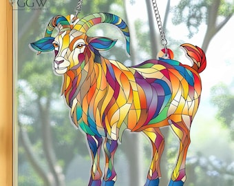 Hangbord geit suncatcher, cadeau voor boer, cadeau geit minnaar, geit zonvanger, geit ornament raam, housewarming cadeau, decor boerderij