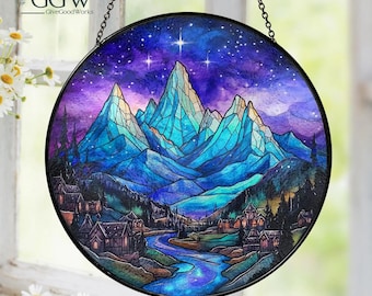 Night Court gebrandschilderd glas Suncatcher, boekenliefhebber cadeau, Fantasy Reader cadeau, Night Court acryl raam hangend, leesgrage cadeau, boekenplankdecor