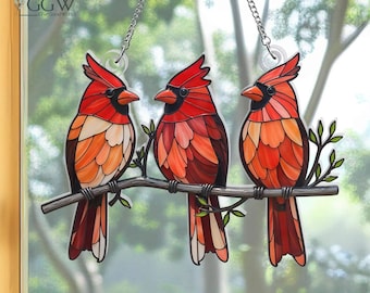 Rode kardinaal ACRYL Suncatcher, cadeau moeder, kardinalen acryl raamdecoratie, kardinaal cadeaus voor haar, kardinaal vogel decor voor woonkamer