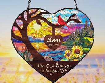 Aangepast verlies van geliefde herdenkingsglas Suncatcher, verlies van sympathie moeder cadeau, in liefdevolle herinnering cadeau, rouwcadeau, cadeau moeder verlies