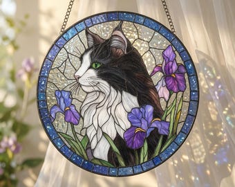 Op maat gemaakte glas-in-lood raamhanger voor huisdieren, gedenkgeschenk voor huisdieren, gepersonaliseerd portret van hond of kat op basis van een foto, geschenk bij verlies van een huisdier, glas-in-lood aandenken voor huisdieren