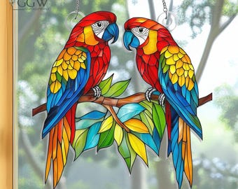 Parrot Suncatcher, Parrot Lover Gift, Bird Lover Gifts, Parakeet Home Decoration, Bird Mom Gift, Parrot Decor, Parrot Lover Window Decor