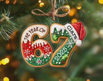 NEW Custom Name 6 7 Christmas Ornament, Kids Christmas Ornament, Funny Six Seven Ornament, Christmas Decoration, Gen Alpha Humor Ornament