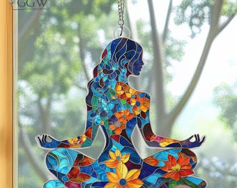 Yoga Sun Catcher, Meditatie Suncatcher, Energy Healing, Namaste, cadeau spirituele genezing, Namaste Yoga Decor, Yoga Ornament Decor