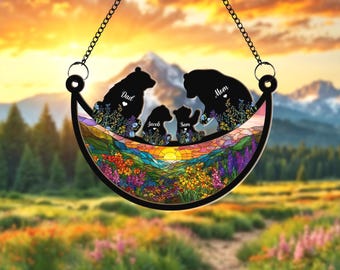 Personalized Mama Bear Suncatcher, Mother's Day Gift For Mom, Mom Gift From Kids, Mom Birthday Gift, Custom Bear Family Gift