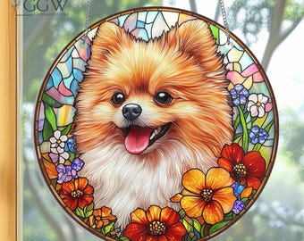 Pommeren hond acryl Suncatcher, hond Suncatcher decor, hond moeder decor, Pommeren Suncatcher, Pommeren hond Memorial geschenken, hondenliefhebber cadeau