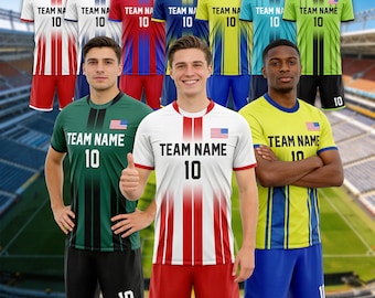 Custom Soccer Jersey Set, Personalized Name & Number, Fan Apparel