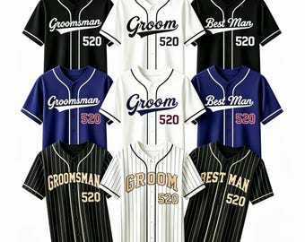 Custom Groom & Groomsman Jersey, Personalized Name Number  Wedding Party Shirt, Bachelor Party Gift
