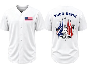 Personalized Name 250th America 1776-2026 Baseball Jersey Memorial Day Veteran Patriotic Gift