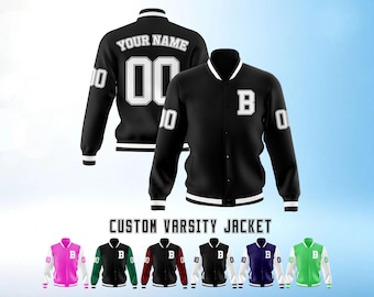 Custom Varsity Baseball Jacket, Personalized Name Number Logo, for Men Women Youth Toddler, Classic College Letter Jacket