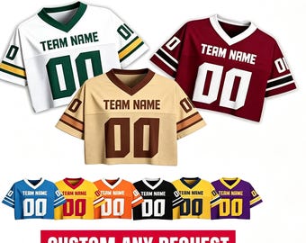 Custom Women's Cropped Football Jersey, Personalized Name, Logo & Number, Streetwear Sports Crop Top