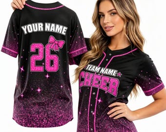 Custom Sequin Baseball Jersey, Personalized Name & Number Cheerleading Glitter Shirt