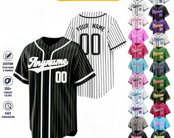 Custom Pinstripe Baseball Jersey, Personalized Name Number Logo Embroidery