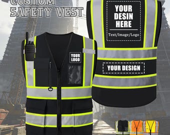 Custom Logo Safety Vest, High Visibility Reflective Work Clothes