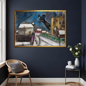 Marc Chagall Over Vitebsk Art Print, Abstract Expressionist Wall Decor, Modernist Painting Reproduction, Unique Colorful Artwork Gift