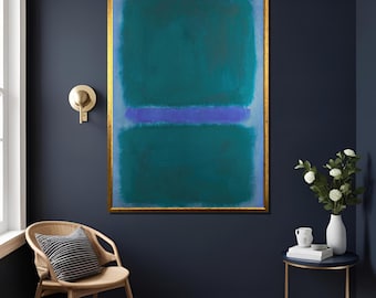 Mark Rothko Blue on Green Abstract Wall Art Print, Modern Canvas Color Field Painting, Luxury Home Decor, Museum Exhibition Style , Gift For