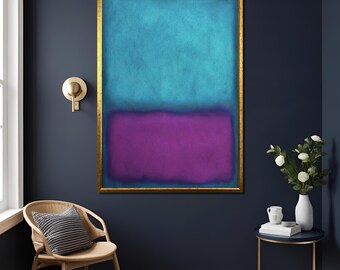 Mark Rothko Print Aqua Over Purple Abstract Wall Art Contemporary Home Decor Gift ,Minimalist Color Field Painting , High Quality Print
