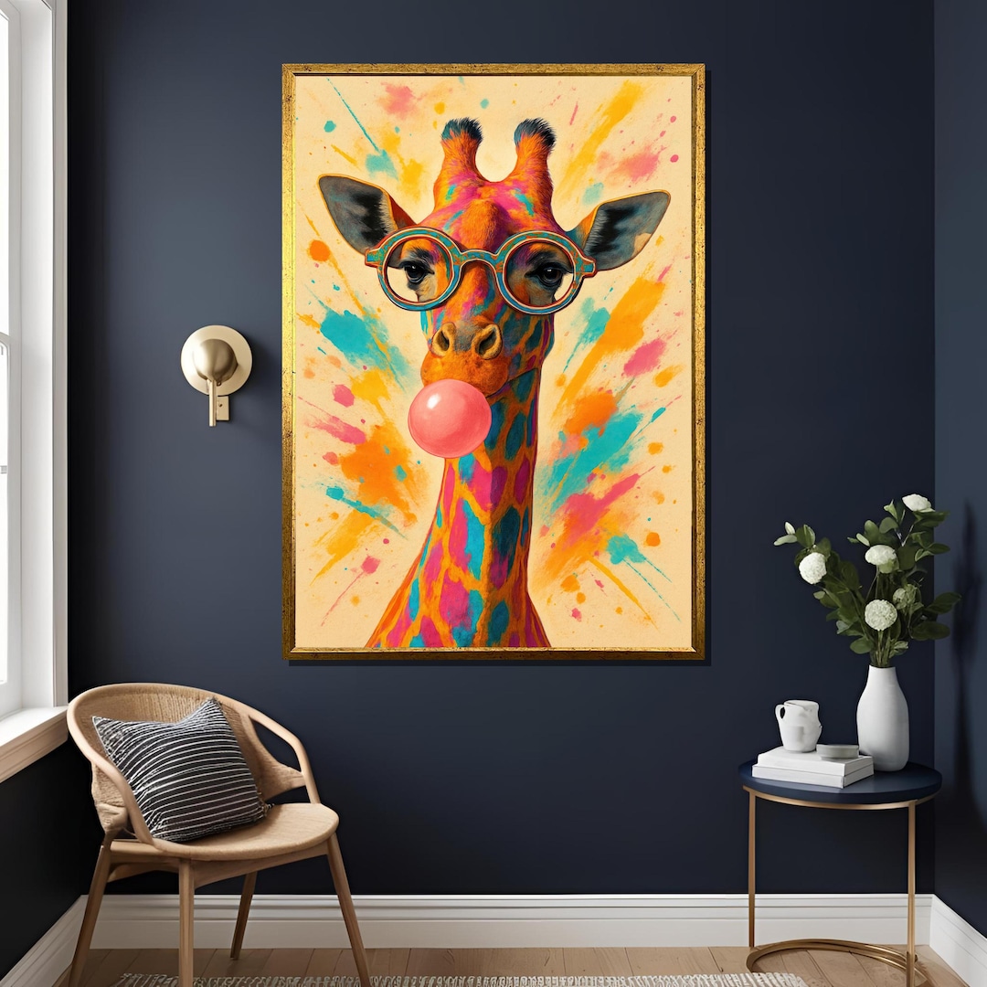 Colorful Giraffe Print – Graffiti Pop Art, Bubblegum Animal Wall Decor ...