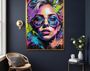 Lady Gaga Pop Art Print Banksy Style Graffiti Wall Art Music Icon Home Decor Gift , Large Canvas , Wall Decor , Ready to hang , Gift for