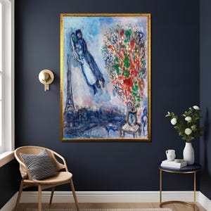 Marc Chagall Paris Lovers Tower Art Print Romantic Wall Decor Famous Painter Gift , Exhibition Art , Exhibition Print ,  Limited Edition