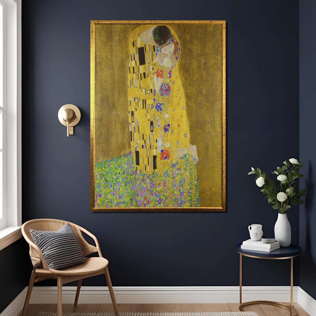 The Kiss Gustav Klimt Art Print, Gold Tone Canvas Replica - Etsy