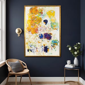 Blueberry Joan Mitchell Abstract Expressionist Art Print, Mid-Century Modern Wall Decor,Blue Green Painting Reproduction,Vintage Artwork