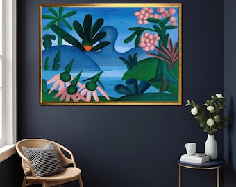 Tarsila do Amaral Art Print O Lago The Lake 1928 Brazilian Modernism Wall Decor Vintage Painting , Ready To Hang , High Quailty Print ,