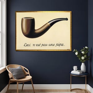The Treachery of Images Print - René Magritte Wall Art,Surrealist Painting,&quot;This Is Not a Pipe&quot;Poster, Modern Home Decor,Gift for Art Lovers