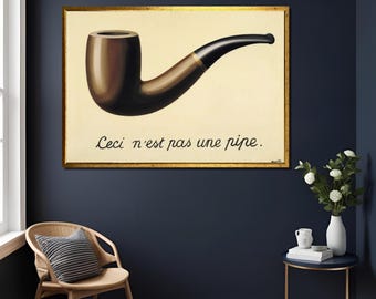 The Treachery of Images Print - René Magritte Wall Art,Surrealist Painting,&quot;This Is Not a Pipe&quot;Poster, Modern Home Decor,Gift for Art Lovers